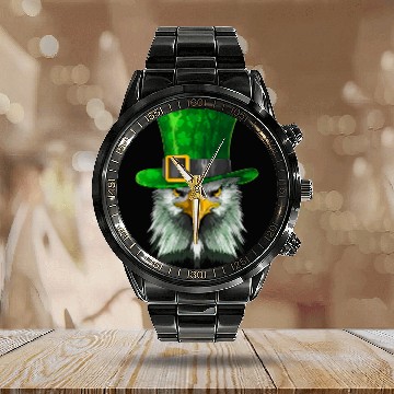 Discover Lucky Bald Eagle St. Patrick’s Day – Irish Pride Calendar Steel Band Watch