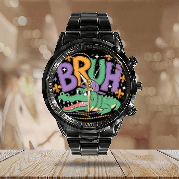 Discover Mardigator Alligator Bruh Mardi Gras Calendar Steel Band Watch
