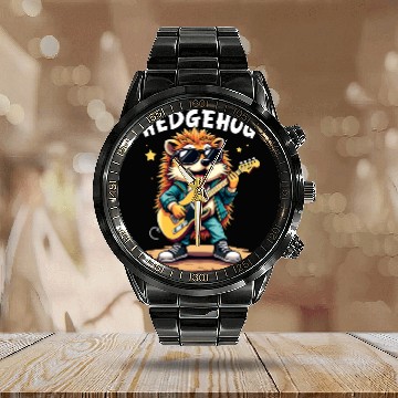 Discover Hedgehog Musician Rock N Roll Guitar Player Calendar Steel Band Watch
