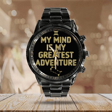 Discover Gemini Zodiac My Mind Is My Greatest Adventure Calendar Steel Band Watch