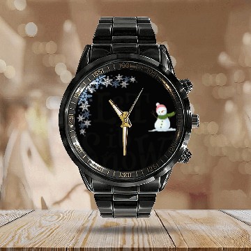 Discover Let It Snow Funny Geek Winter Cool Design Calendar Steel Band Watch