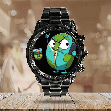 Discover Earth in Distress – A Call for Change Calendar Steel Band Watch