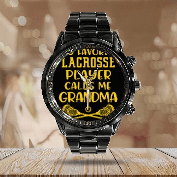 Discover My Favorite Lacrosse Player Calls Me Grandma Calendar Steel Band Watch