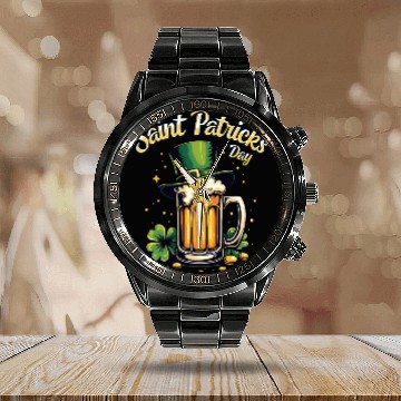 Discover St Patrick`s Day Beer Calendar Steel Band Watch