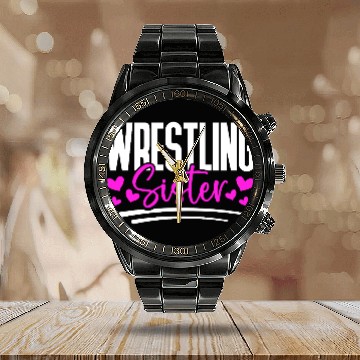 Discover Wrestling Sister Calendar Steel Band Watch