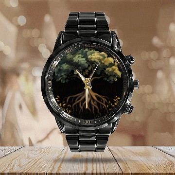 Discover Rooted Growth - Nature's Wisdom Calendar Steel Band Watch