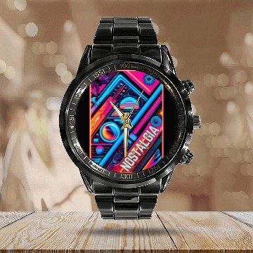 Discover Neon Nostalgia - Vintage vibes Calendar Steel Band Watch
