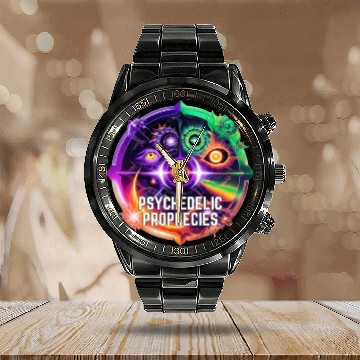 Discover Psychedelic Prophecies - Future foretold Calendar Steel Band Watch
