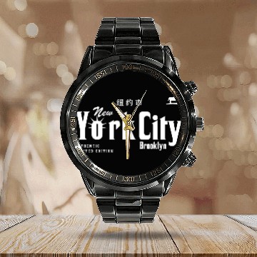 Discover New York City, Brooklyn Calendar Steel Band Watch