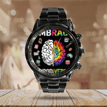 Discover Embrace Neurodiversity Autism Awareness Calendar Steel Band Watch