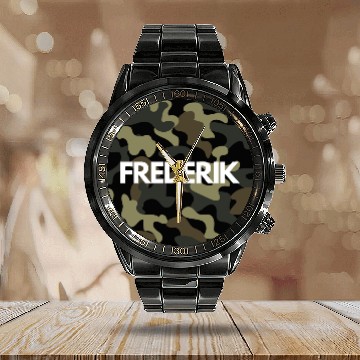 Discover Frederik Name Calendar Steel Band Watch Men Good Quality Camouflage