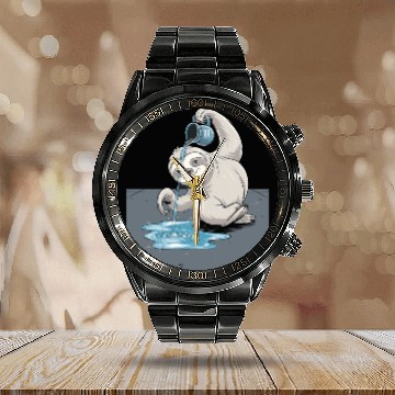 Discover Aquarius Zodiac Sloth Pouring Water with Charm Calendar Steel Band Watch