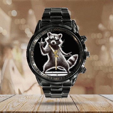 Discover Rock Raccoon – Metal and Coolness Calendar Steel Band Watch