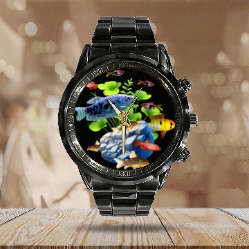 Discover Aquarium Fish Gourami Corydoras Ram Cichlid Fish Calendar Steel Band Watch