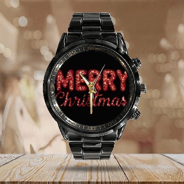 Discover Merry Christmas Sequin Red Sparkle Design Xmas Calendar Steel Band Watch