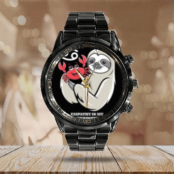 Discover Empathy Is My Superpower: Cancer Zodiac Sloth Calendar Steel Band Watch