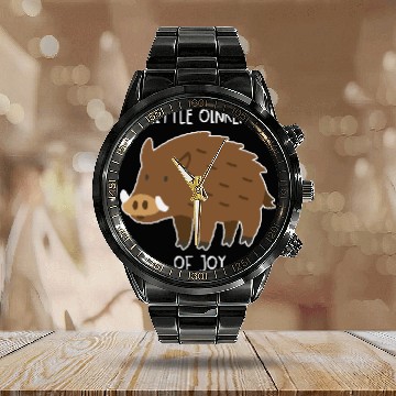 Discover Little Oinker Of Joy Fluffy Piglet Calendar Steel Band Watch