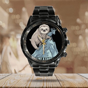 Discover Climb Like A Capricorn Zodiac Sloth Adventure Calendar Steel Band Watch