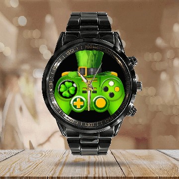 Discover Video Game Controller Irish Gamer St Patricks Day Calendar Steel Band Watch