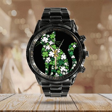 Discover Catrick's Day – Lucky Cat Celebration Calendar Steel Band Watch