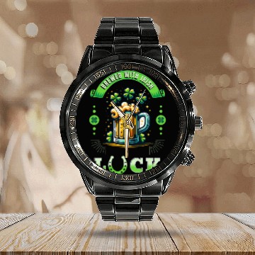 Discover St. Patrick's Beer Calendar Steel Band Watch