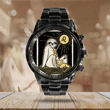 Discover Leo Zodiac Sloth Sunbeam Magic with Lion Cub Calendar Steel Band Watch