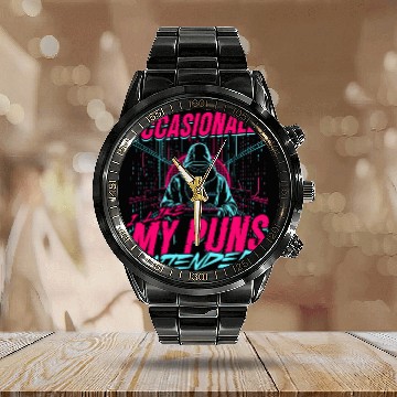 Discover Computer Linguist Occasionally I Like My Puns Calendar Steel Band Watch