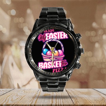 Discover I'd Trade My Easter Basket For Pizza Calendar Steel Band Watch