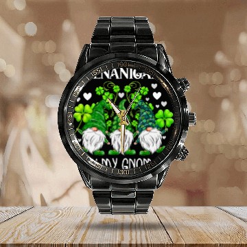 Discover Shenanigans With My Gnomies St. Patricks Day Gnome Calendar Steel Band Watch