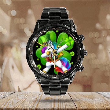 Discover St Patricks Day Dabbing Unicorn Lepricorn Irish Calendar Steel Band Watch