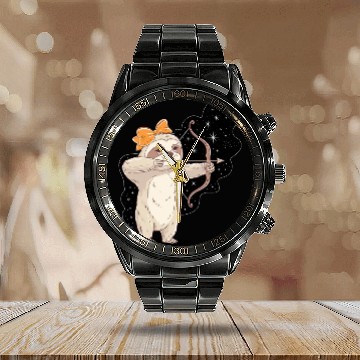 Discover Sagittarius Zodiac Sloth Bow and Stars Calendar Steel Band Watch