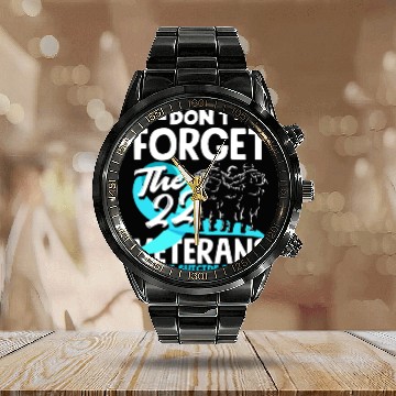 Discover PTSD Awareness Don't Forget Veterans Calendar Steel Band Watch