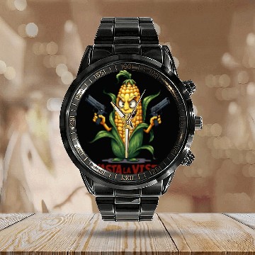 Discover Gangster Corn Hasta La Vista - Corn on the cob Calendar Steel Band Watch
