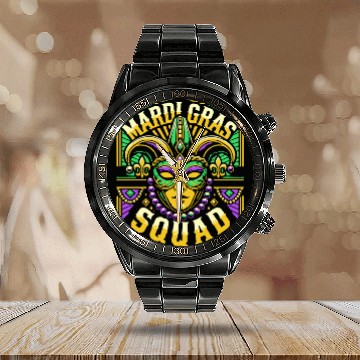 Discover Mardi Gras Squad Mask Beads Celebration Calendar Steel Band Watch