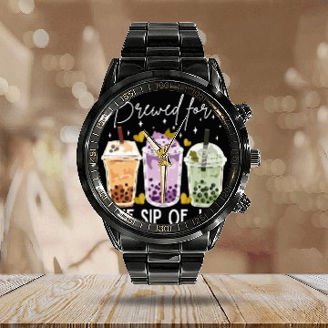 Discover Boba tea lover Calendar Steel Band Watch