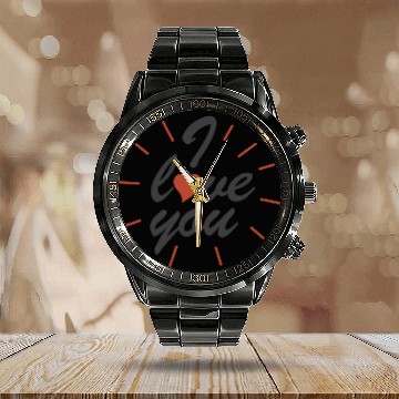 Discover Valentines I Love You Calendar Steel Band Watch