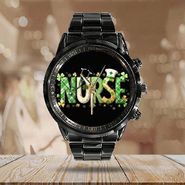 Discover Irish Coquette Nurse Stethoscope St Patricks day Calendar Steel Band Watch