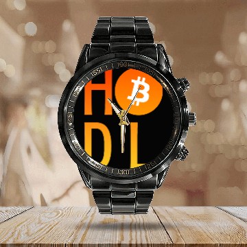 Discover HODL Bitcoin Minimalist Art Calendar Steel Band Watch