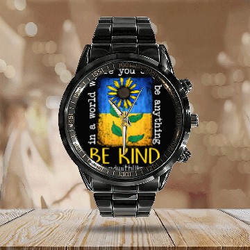 Discover Be Kind Sunflower Ukraine Flag Calendar Steel Band Watch