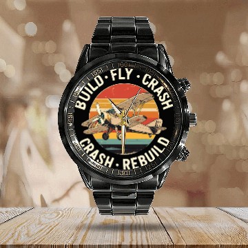 Discover RC Plane Build Fly Crash Rebuild Pilot RC Planes Calendar Steel Band Watch