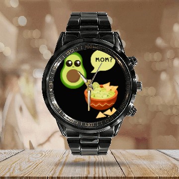 Discover Avocado Guacamole Mom funny Calendar Steel Band Watch