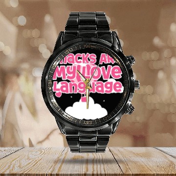 Discover Snacks Are My Love Language Calendar Steel Band Watch