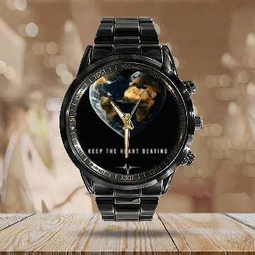 Discover Keep the Heart Beating Heart Earth Day Environment Calendar Steel Band Watch
