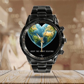 Discover Keep the Heart Beating Environment Earth Day Heart Calendar Steel Band Watch