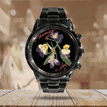 Discover Dreaming of a Slow Life Floral Design Calendar Steel Band Watch