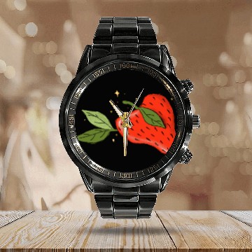 Discover Heartfelt Strawberry Delight Calendar Steel Band Watch