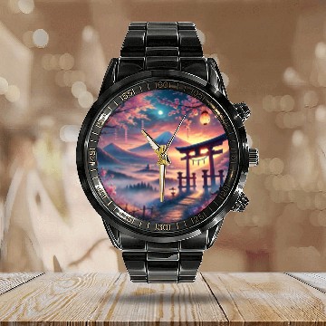 Discover fuji sakura torii Calendar Steel Band Watch