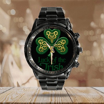 Discover Celtic Shamrock Calendar Steel Band Watch – Luck of the Irish Design