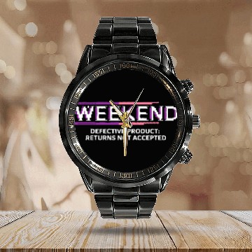 Discover WEEKEND, Defective Product: Returns Not Accepted Calendar Steel Band Watch