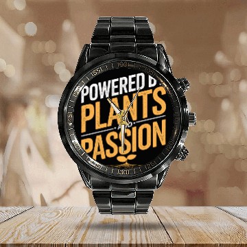 Discover Powered By Plants And Passion Vegan Vegetarian Calendar Steel Band Watch